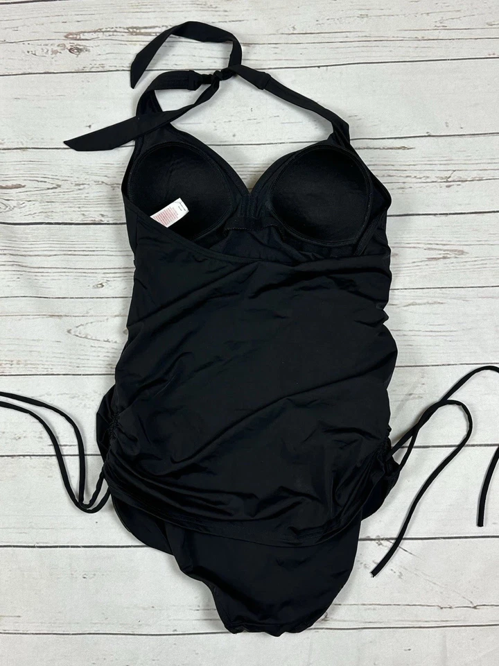F&F Swimsuit Size UK 10 Black One Piece Swimming Costume - Image 2 of 4