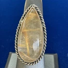 925 Sterling Silver  Rutilated Quartz Twist Shiny Cocktail Ring Sz 8  RG10255