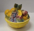 Vintage Shawnee U.S.A. Pottery Gold Basket Fruit Design Canister W/ Lid MinT! 83