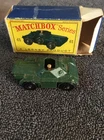 Matchbox Lesney No. 61 Army Scout Car – 1950s w/ Box – Original Driver