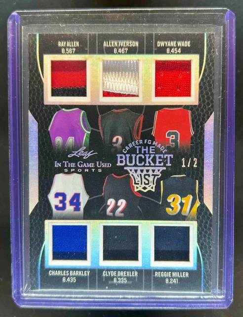 2024 Leaf In The Game Used Allen Iverson Wade Barkley Drexler Miller Jersey #/2