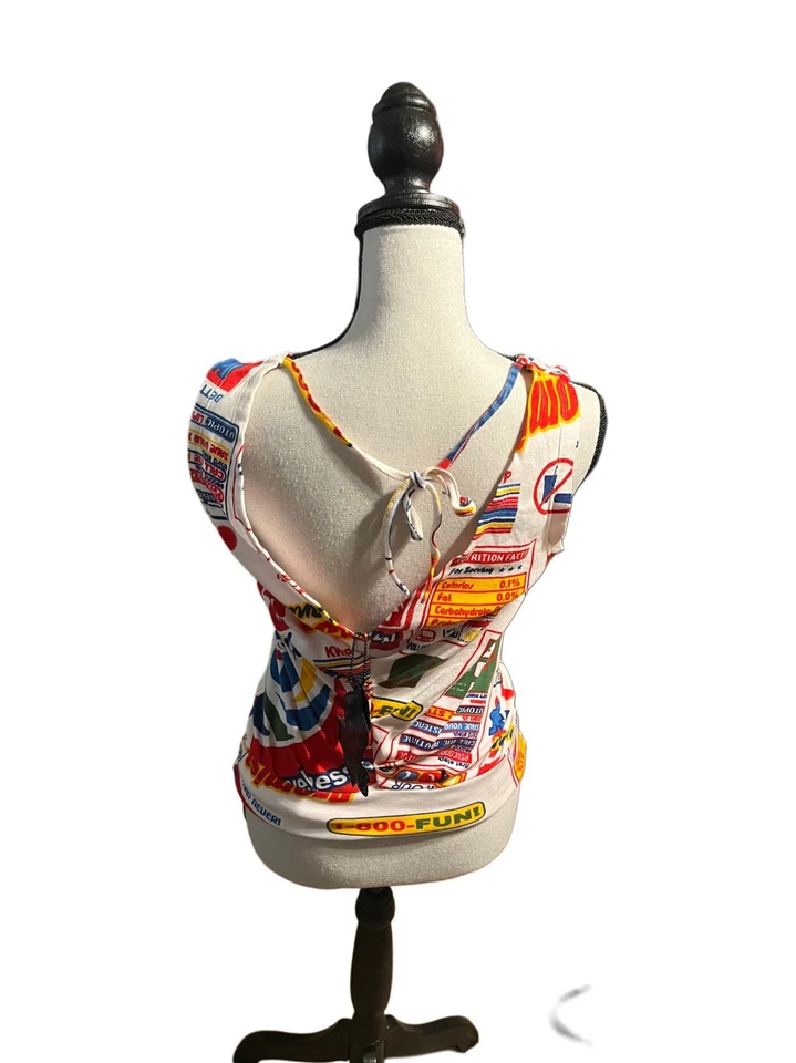 Top halter vintage Y2k Killah por Miss Sixty publicidad blanco y rojo se adapta a pequeño Foto 4 de 4