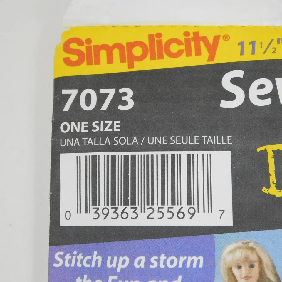 Simplicity 7073 Fashion Doll Clothes Pattern One Size Uncut Dress Shirts Skirt - Image 4 of 4
