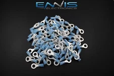14-16 GAUGE NYLON RING # 1/4 CONNECTOR 50 PK BLUE CRIMP TERMINAL AWG GA CAR SUV