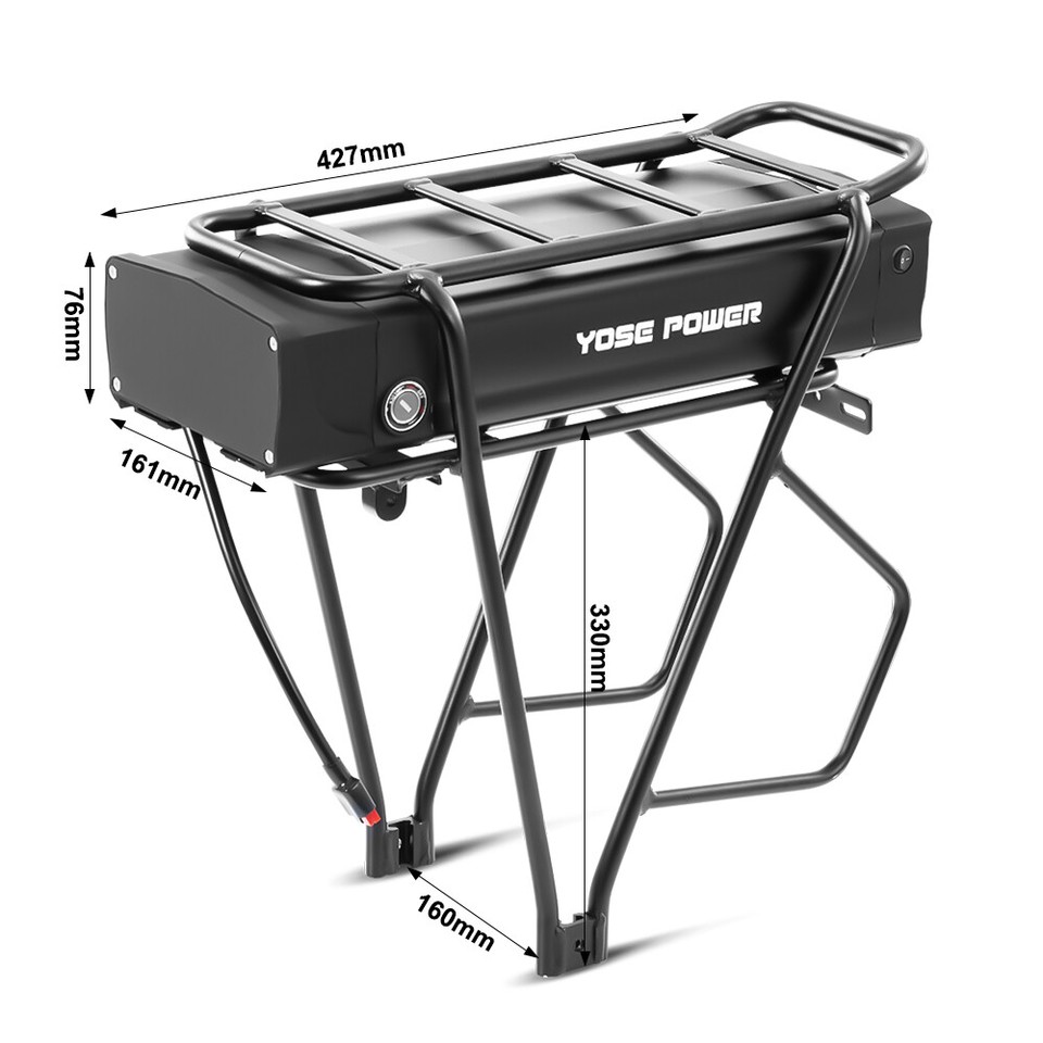 Rear Rack Ebike Battery 48V 20.8Ah with Black Carrier for 0-1500W ...