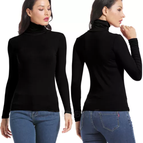 Women's Turtleneck Shirts Long Sleeve Basic Ribbed Knitted Top Lightweight S-3XL - Bild 6 von 17