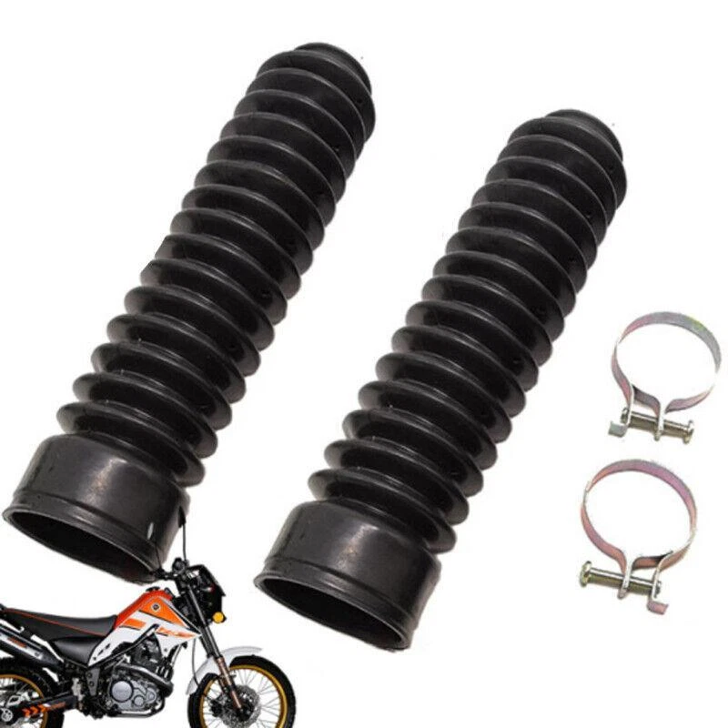 Rubber 35MM Black Motorcycle Fork Gaiter Boots Front Fork Shock Absorber Cover×2 - Image 2 of 4