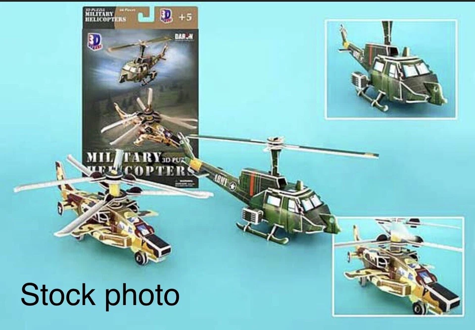 3D Puzzles: 2 Military Helicopters in Pkg. #CF025H Daron Toys Cubicfun NEW - Image 2 of 3