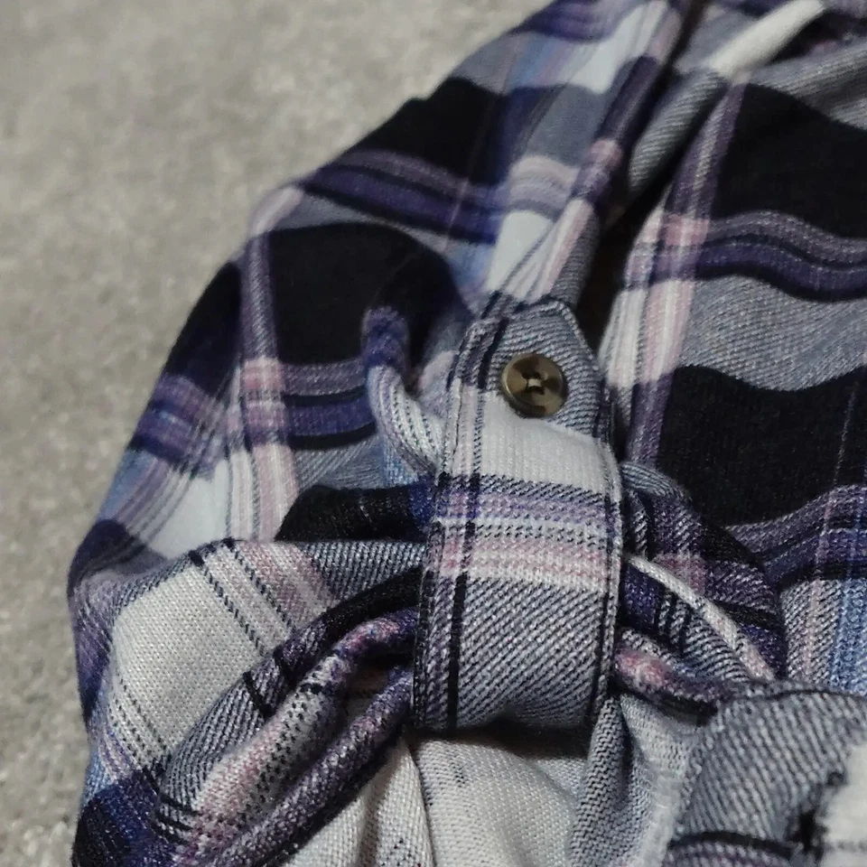 Eden & Olivia Shirt Top Women's Size XL Blue White Plaid Button Up Long Sleeve - Image 3 of 4