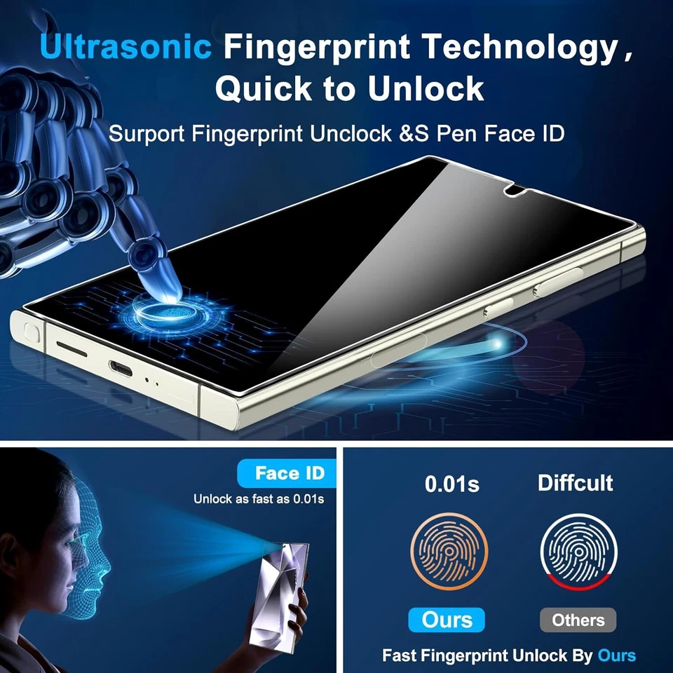 批发 批量 钢化玻璃 屏幕保护膜 适用于 Galaxy S25 S24 Ultra Plus — 第 3/4 张图片