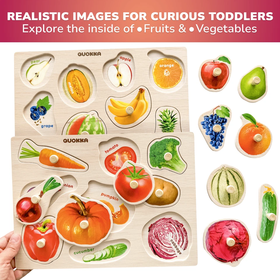 Paquete de 8 rompecabezas de madera para niños pequeños QUOKKA | ABC, números y animales Foto 4 de 4