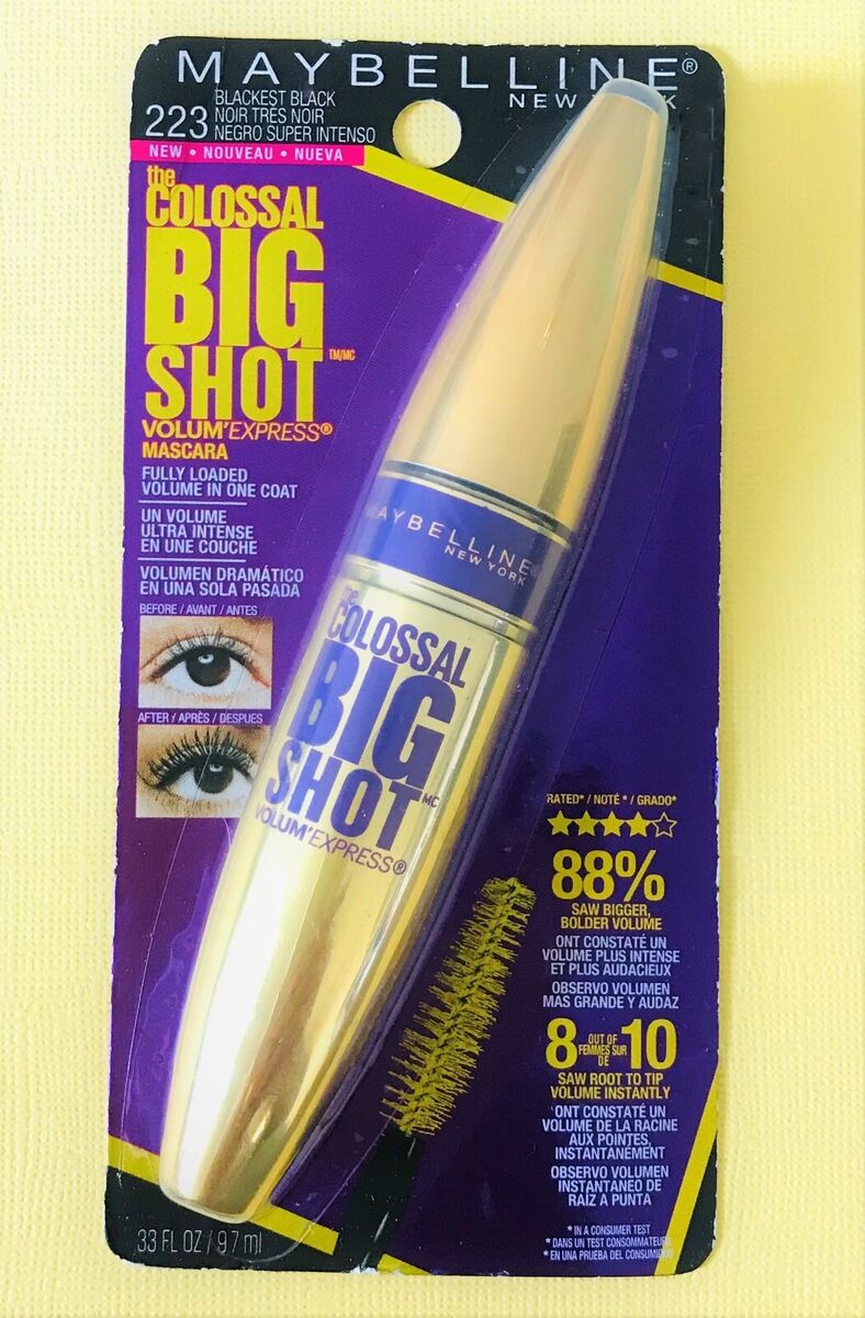 Maybelline Volum' Express The Colossal Big Shot Washable Mascara, 223  Blackest Black (Pack of 2)