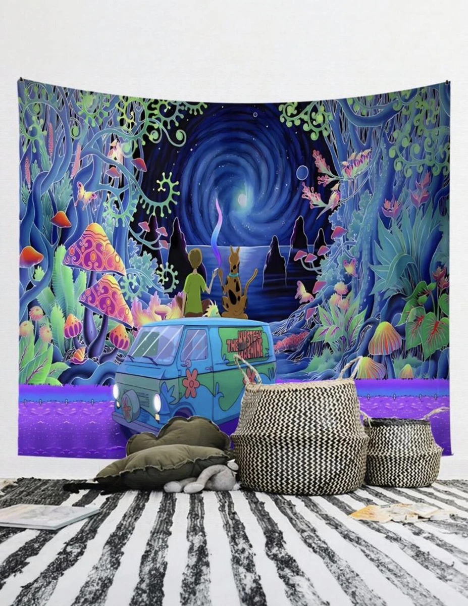 Tapiz hippie 420 con dibujos animados Scooby Doo Trippy hongo psicod lico