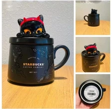 2024 Hot Starbucks Halloween Black Cat Reward Coffee Style Ceramic Mug with Lid