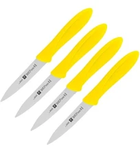 4 PACK Henckels Zwilling Kitchen Knife 4" Stainless Steel Blade Yellow Plastic