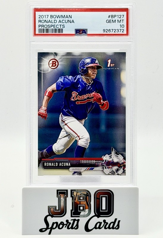 2017 Bowman Ronald Acuna Jr 1st Bowman Prospects Rookie #BP127 - Braves (PSA 10)