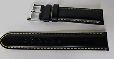 Lucien Piccard Watch Strap Band Black Leather 20mm