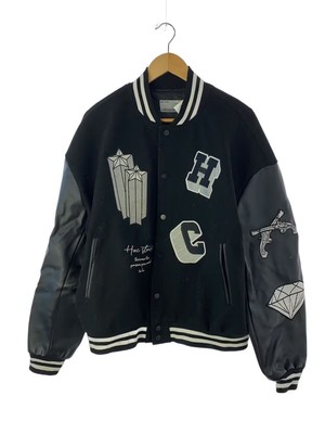 HARSH AND CRUEL Stadium Jacket, Large, Cotton, Black, Cross Angel, Snake Rose