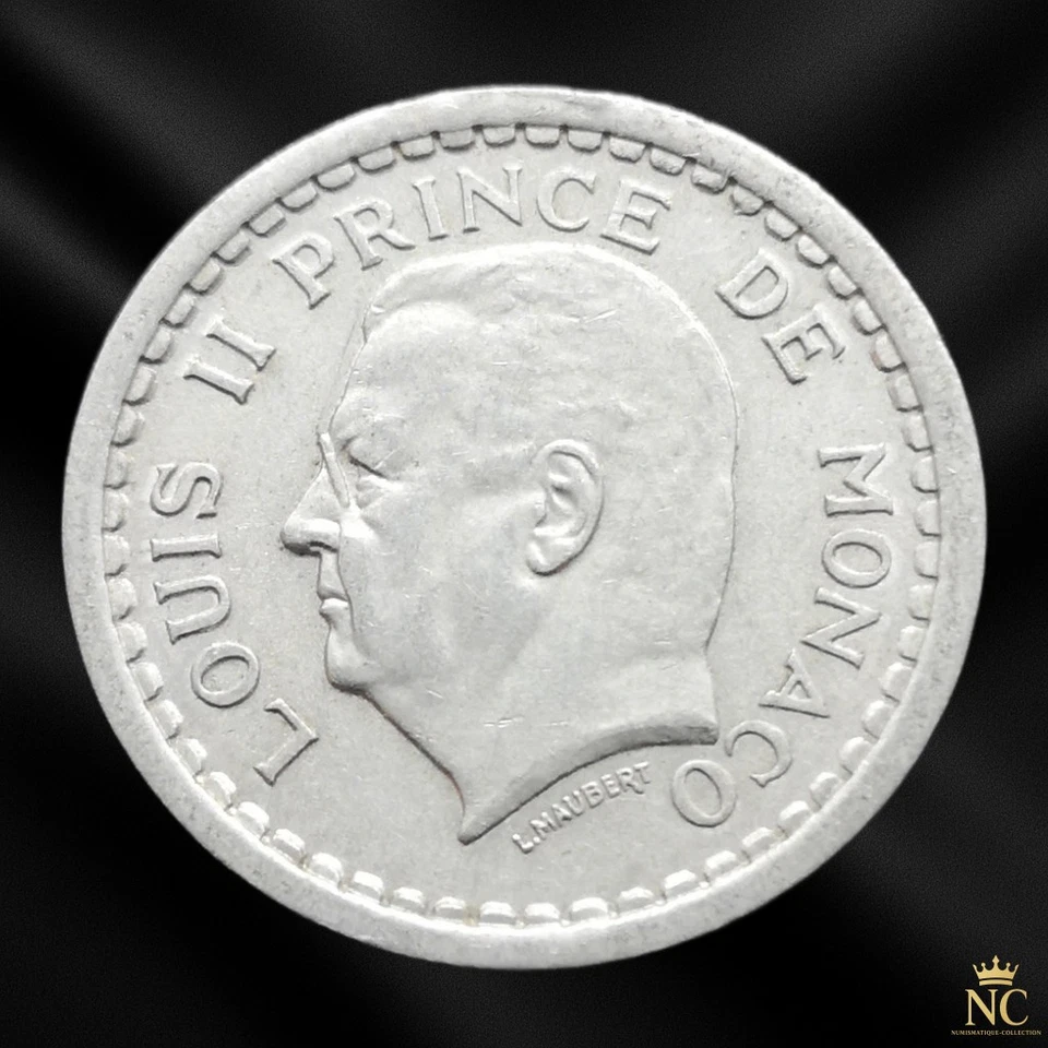 Monaco – 1943 – 1 franc - Louis II aluminium (N0262) - Photo 2/3