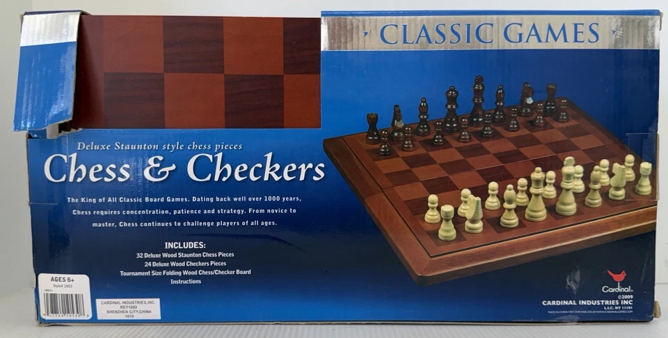2009 Cardinal Deluxe Stanton Style Chess Pieces Chess & Checker Set NIB Game Set - Image 2 of 4