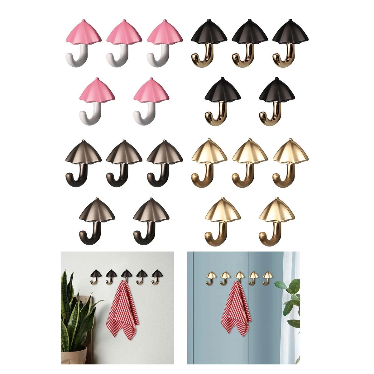 Ganci A Fiocco Oro Per Parete – Ottone Massiccio, Set Da 2 Per Borse E Cappelli