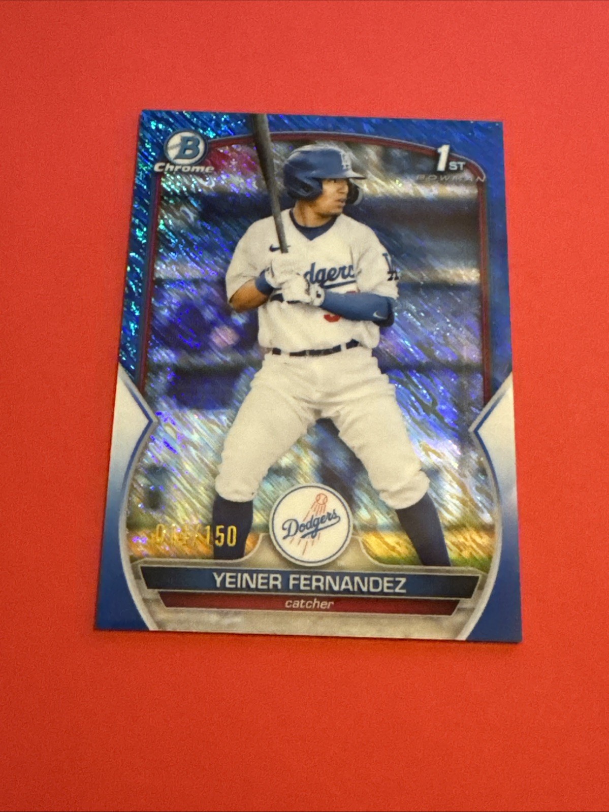 2023 Bowman Chrome Yeiner Fernandez 1st Bowman Blue Shimmer /150 BCP-138 Dodgers