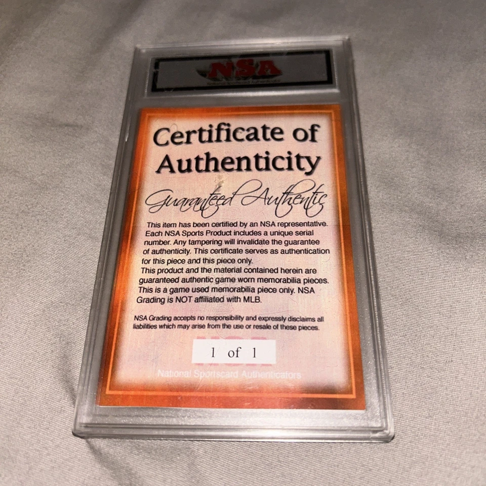 Tarjeta de recuerdos usada del juego NSA Nick Swisher 🔥 Foto 4 de 4