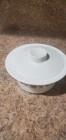 Vintage PYREX Golden Butterfly Round Butter Dish - White With Lid