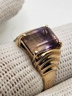 10k Solid Yellow Gold 2.90ct Emerald Cut Ametrine Solitaire Ring Size 6.75 — photo 9