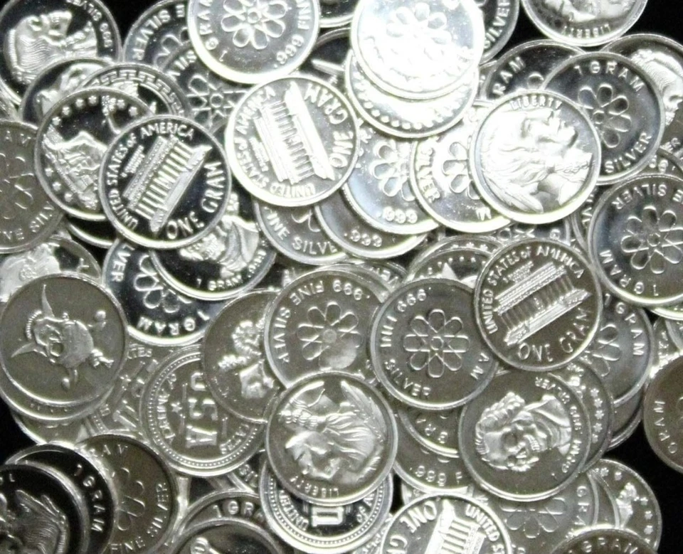(40x) Piezas de Plata Fina Pura .999 Premium Raro Nuevo Lingotes Lote Diseños Foto 2 de 2