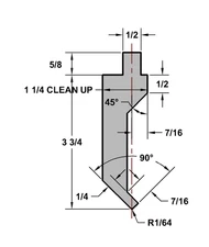 RITEWAY PRESS BRAKE DIE 90 DEGREE 1/4 INCH GOOSENECK FORMING PUNCH #25 12 INCH 