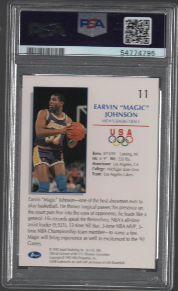 MAGIC JOHNSON ~ 1992 Impel Olympicards Team USA #11 ~ PSA 10 - Image 2 of 2