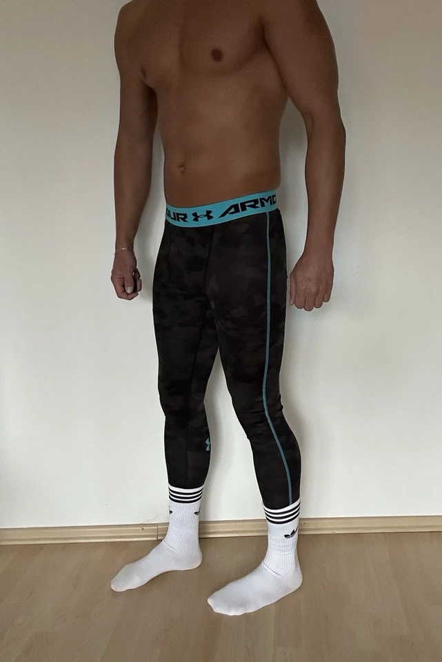Under Armour Compression Tight Camouflage Größe M Grau Türkis Kompression Hose - Bild 2 von 4