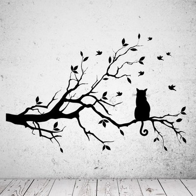Wandtattoo Katze auf einem Ast