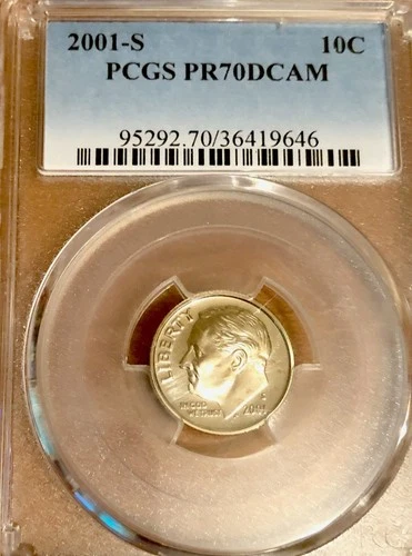 2001 S Roosevelt Dime PR70
