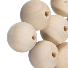 50mm Natural Wood Spacer Bead 10mm Large Hole Unfinished Wooden Beads, 6PCS
