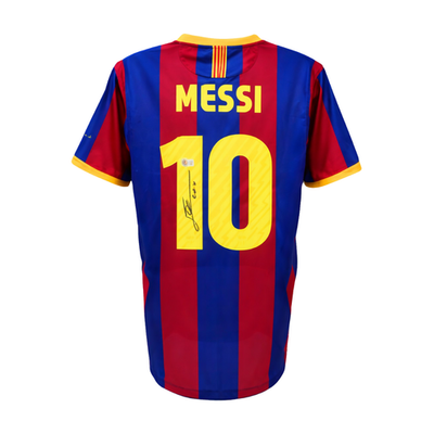 Lionel Messi Signed FC Barcelona Home Soccer Jersey #10 with