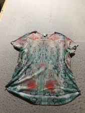 CJ Banks Christopher T Shirt Plus Size 1X Multicolor Flower Butterfly Rhinestone
