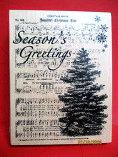 CHRISTMAS SEASON'S GREETINGS NOEL RECOLLECTIONS RUBBER STAMP WOOD MTD LARGE NEW