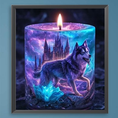 35x40cm Wolf 5D DIY Full Drill Round Diamond Painting Kit for Home Wall Decor