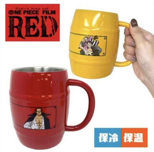 One Piece Luffy Shanks Stainless Steel Mug Cup 2 Set Red Yellow Japan - Afbeelding 1 van 12