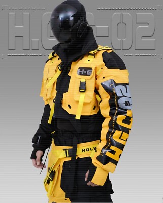 Men's Techwear Yellow Jacket Hoodie Full Zip Buckle Men's Techwear Yellow Jacket Hoodie Full Zip Buckle