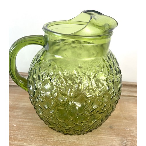 Vintage Anchor Hocking Lido Milano Green 3 QT Glass Pitcher MCM - Picture 3 of 7