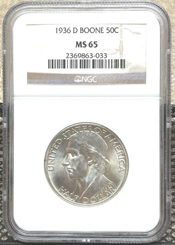 1936 D Silver Half Dollar Boone NGC MS 65