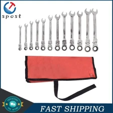 12PCS 8-19mm Metric Flexible Head Ratcheting Wrench Combination Spanner Tool Set