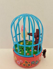 Vintage Tin Windup Yonezawa Made In Japan Toy Bird In Cage Tin Toy Working
