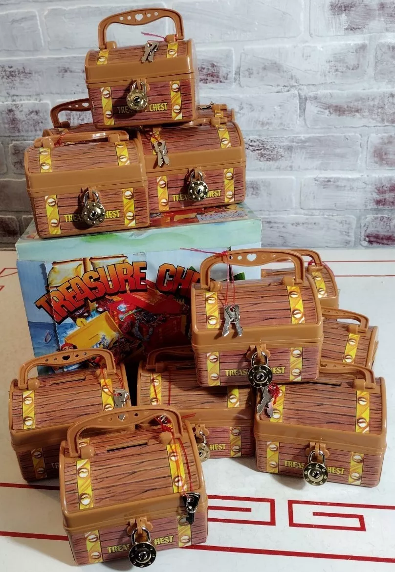 Dozen Mini Pirate Gold Treasure Chests 