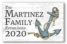 Custom Nautical Family Name Sign – Anchor Design with Established Year | Persona