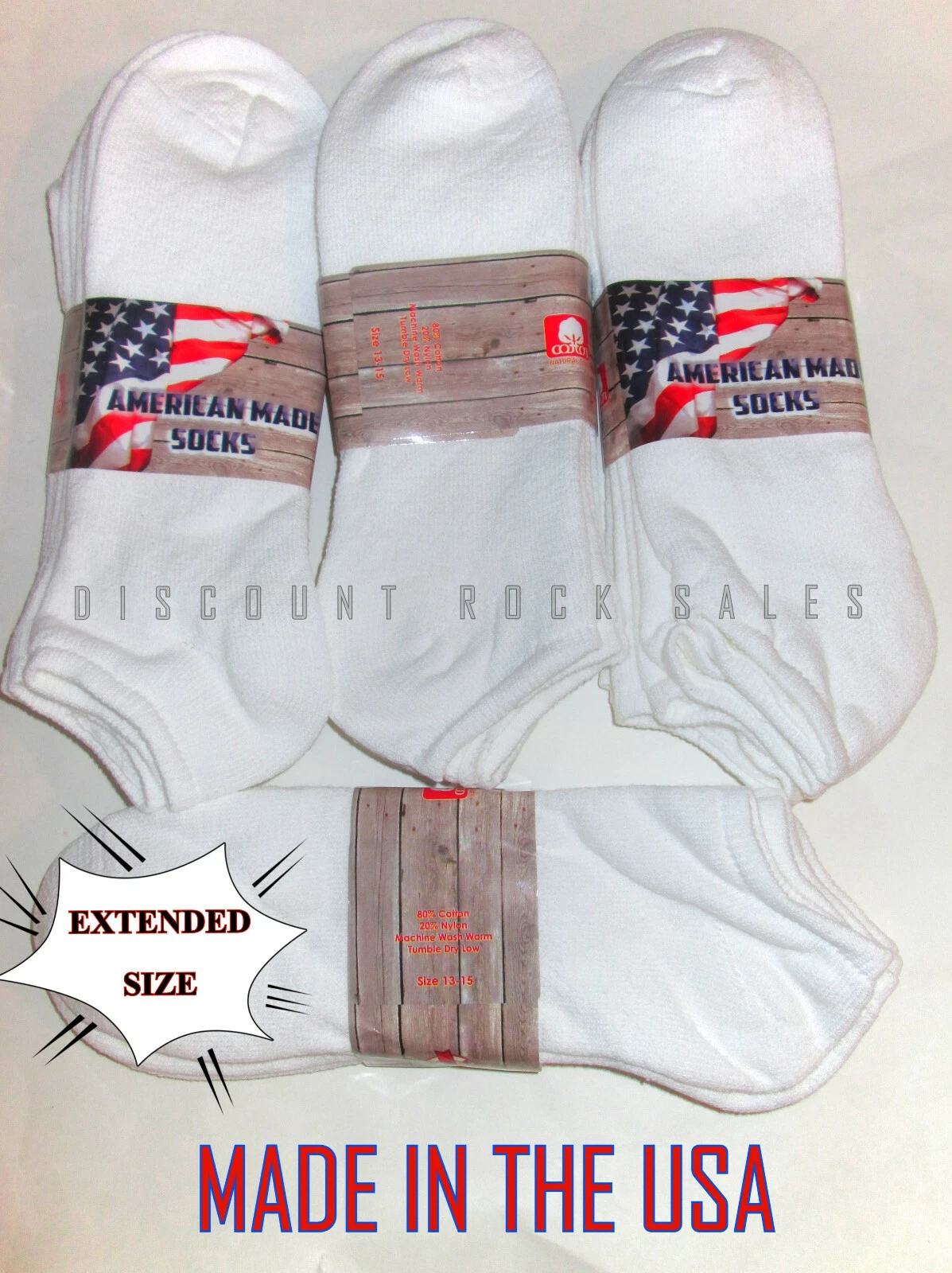 6 / 12 Pairs Mens Extended Size 12-15 Cotton Blend No Show Low Cut Socks
Opens in a new window or ta