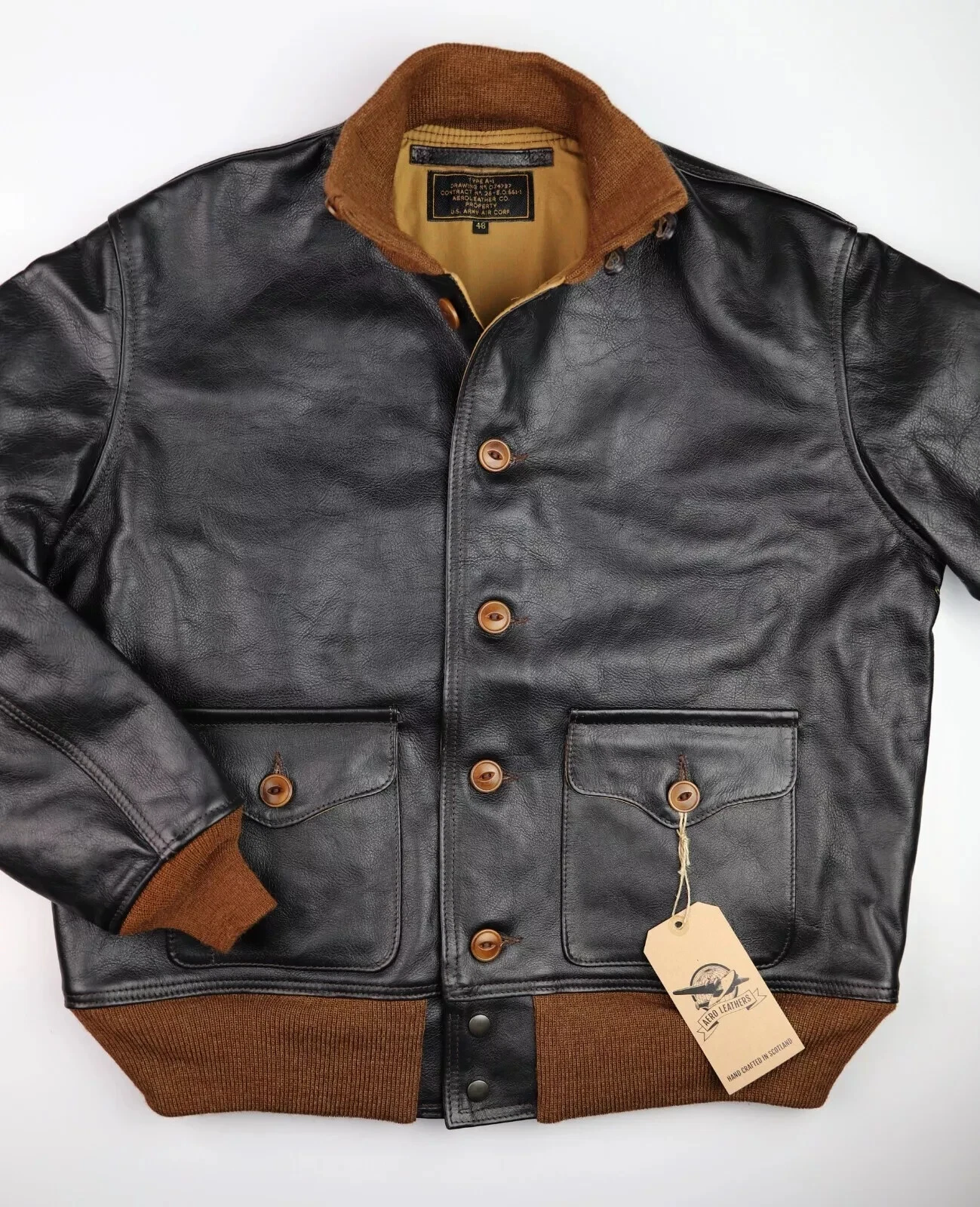 Mens Black Real Leather Aviator G-1 Flight Jacket Real A-2 Bomber Leather Jacket